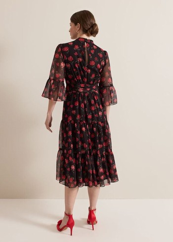 Phase Eight Petite Lela Floral Textured Dress Black/Multicolor USA | 2035148-WI